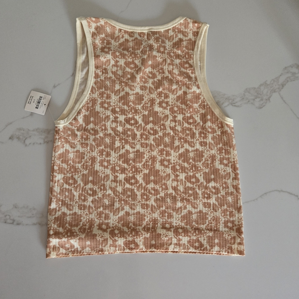 NWT Reegan Seamless Printed Ribbed Cropped Tank Top - Picture 4 of 5